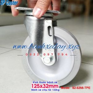 Bánh xe cao su chịu lực 122kg SP Caster 125x32mm xoay 360