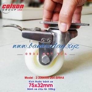 Bánh xe có khóa càng inox nhựa PA Colson Mỹ d75 chịu lực 100kg