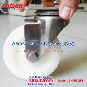 Bánh xe d100 Nylon càng inox xoay Colson Caster Mỹ chịu tải 136kg