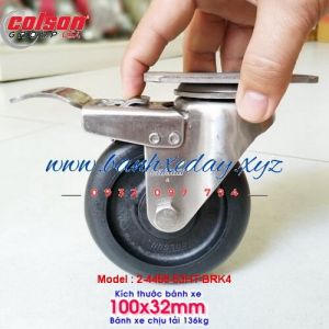 Bánh xe xoay có khóa chịu nhiệt Colson Mỹ càng inox 100x32mm